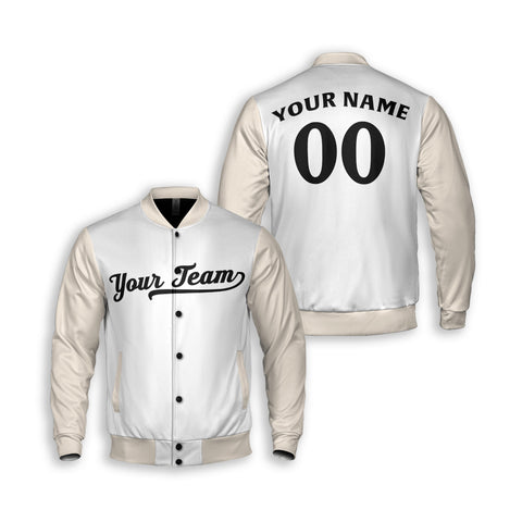 Personalized Minnesota Fan White Cream Varsity Baseball Jacket – Alternate Style Custom Name & Number