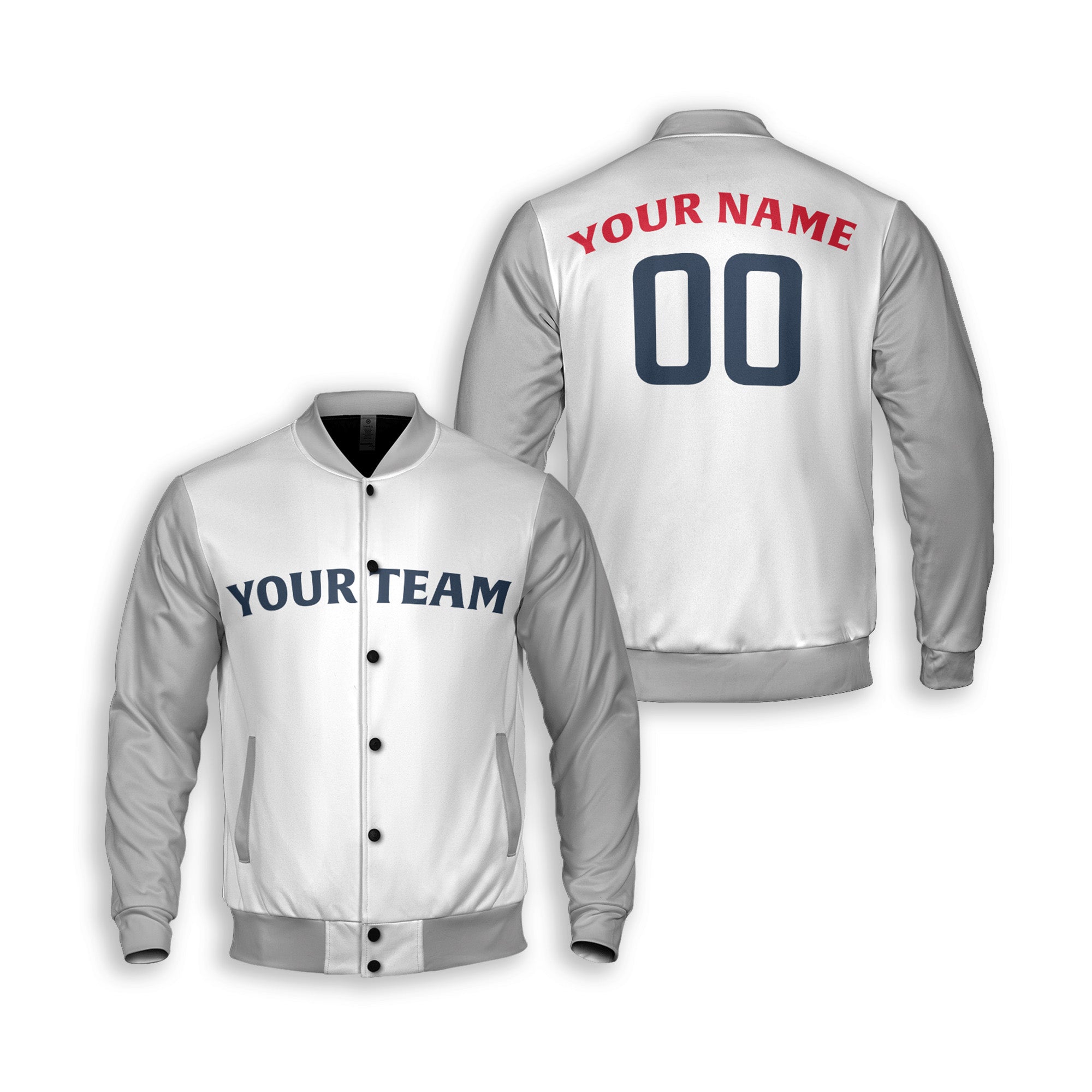 Personalized Minnesota Fan White Gray Varsity Baseball Jacket – Road Style Custom Name & Number