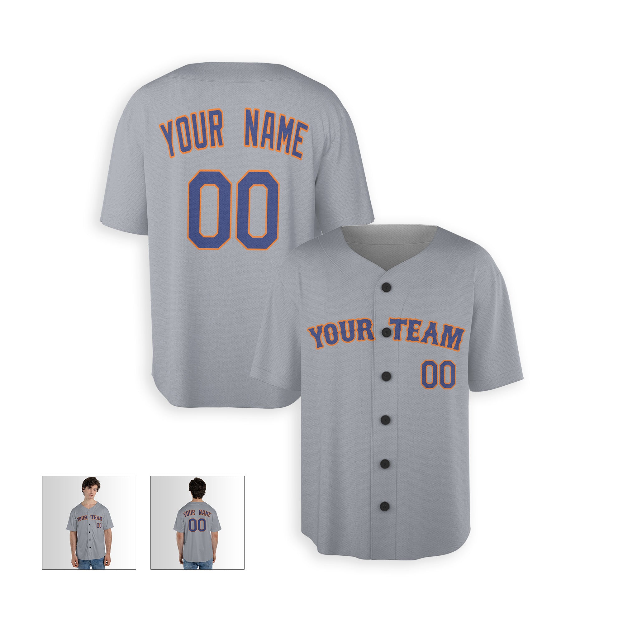 Personalized Queens NY Fan Gray Baseball Jersey – Away Style Custom Name & Number