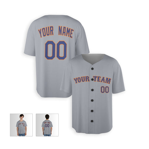 Personalized Queens NY Fan Gray Baseball Jersey – Away Style Custom Name & Number