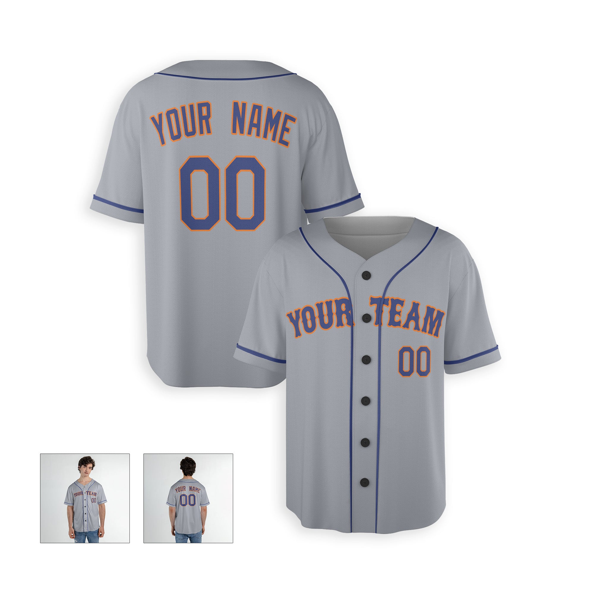 Personalized Queens NY Fan Gray Baseball Jersey – Away Style Custom Name & Number