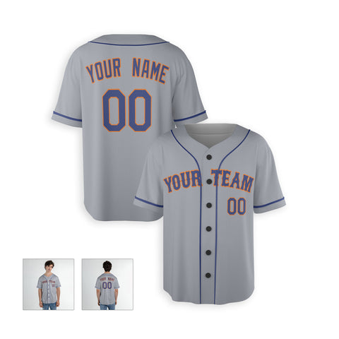Personalized Queens NY Fan Gray Baseball Jersey – Away Style Custom Name & Number