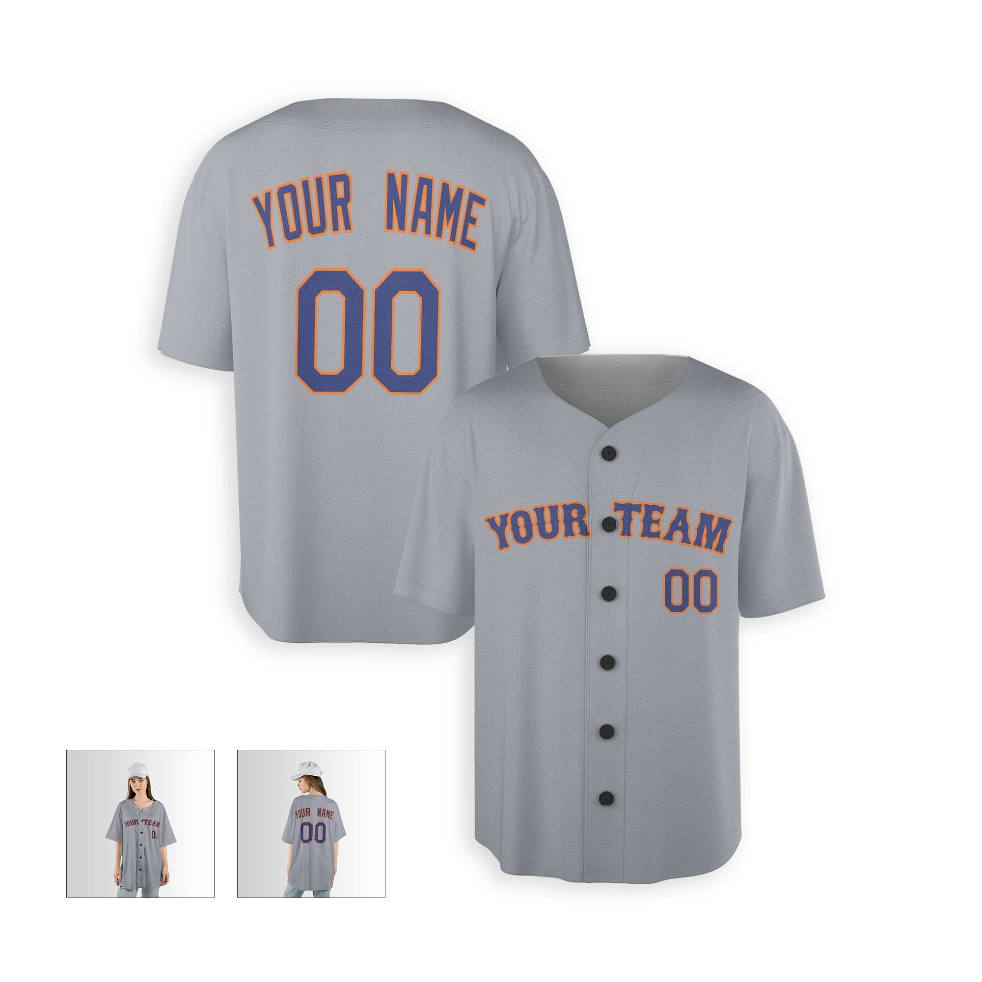 Personalized Queens NY Fan Gray Baseball Jersey – Away Style Custom Name & Number
