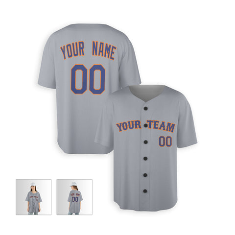 Personalized Queens NY Fan Gray Baseball Jersey – Away Style Custom Name & Number