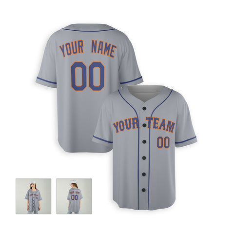 Personalized Queens NY Fan Gray Baseball Jersey – Away Style Custom Name & Number