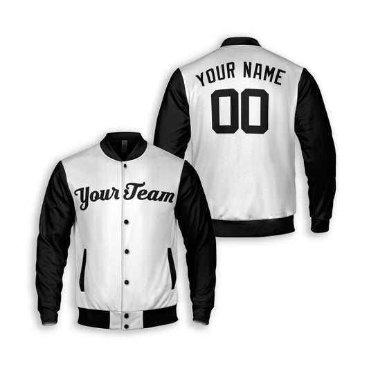Personalized New York Fan White Black Varsity Baseball Jacket – Home Style Custom Name & Number