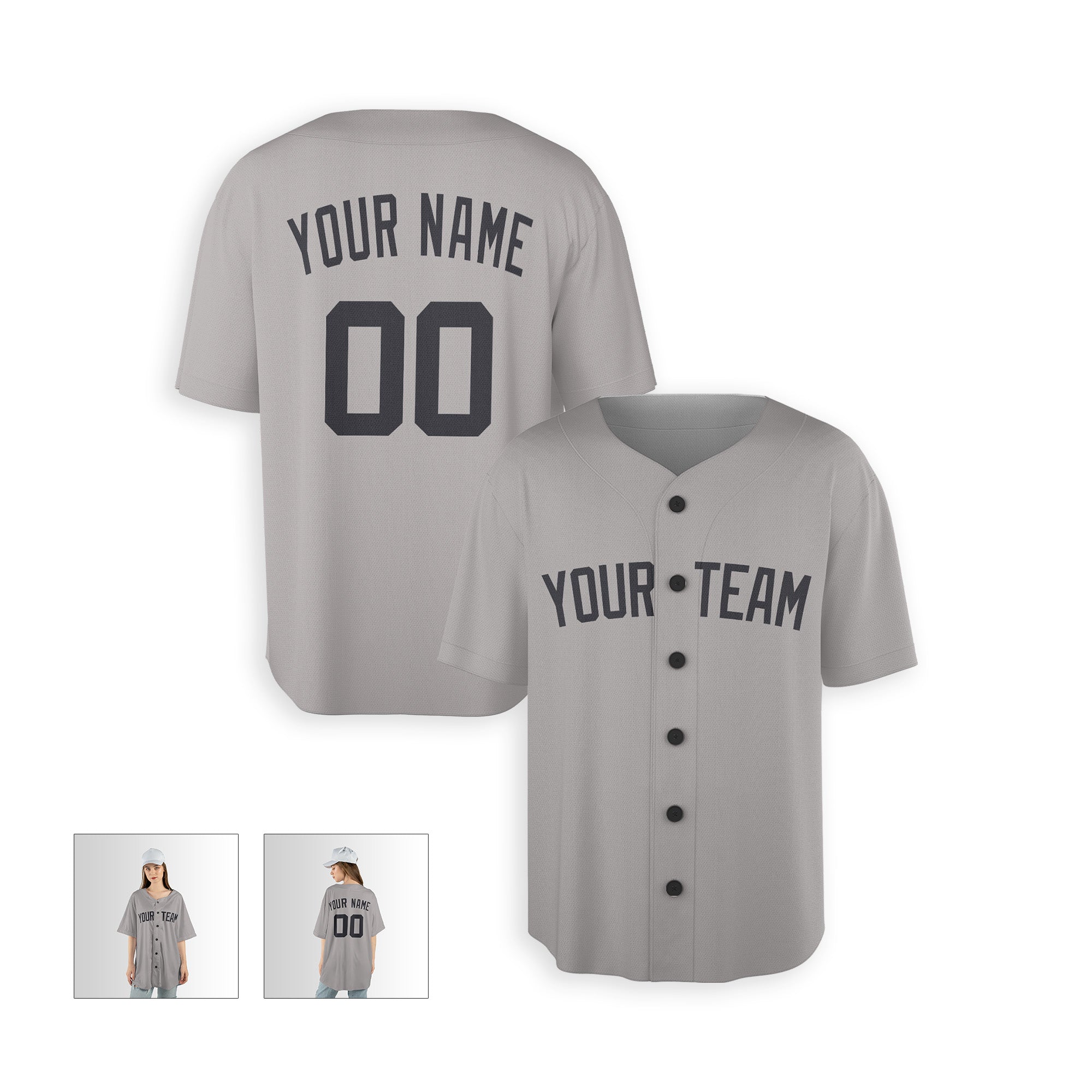 Personalized New York Fan Gray Baseball Jersey – Away Style Custom Name & Number