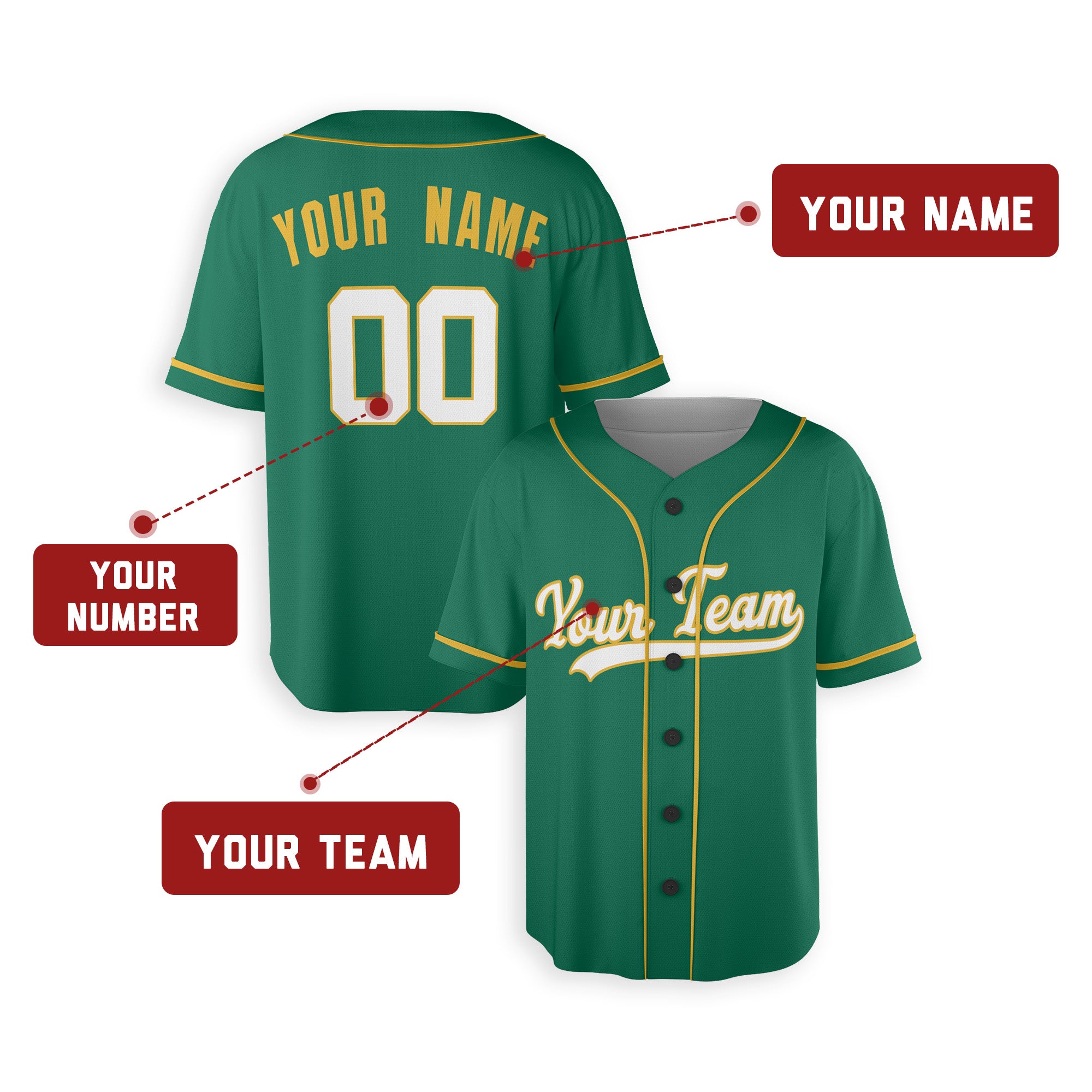 Personalized Oakland Fan Green Baseball Jersey – Alternate Style Custom Name & Number