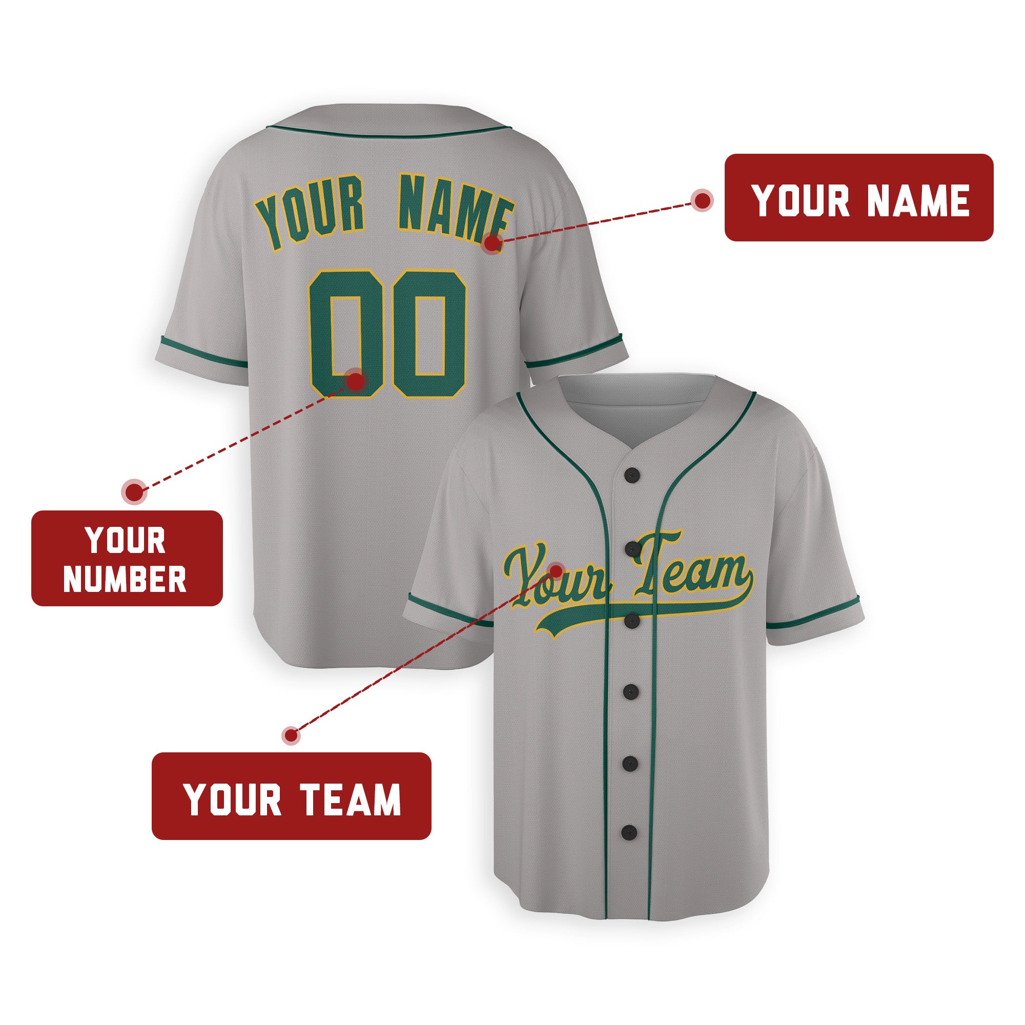 Personalized Oakland Fan Gray Baseball Jersey – Away Style Custom Name & Number