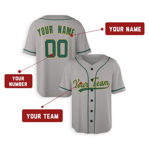 Personalized Oakland Fan Gray Baseball Jersey – Away Style Custom Name & Number