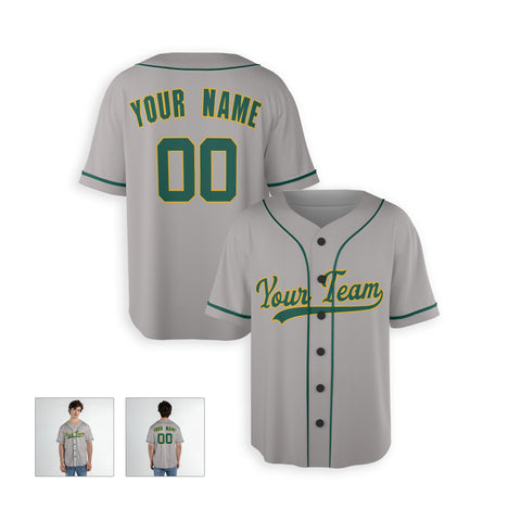 Personalized Oakland Fan Gray Baseball Jersey – Away Style Custom Name & Number