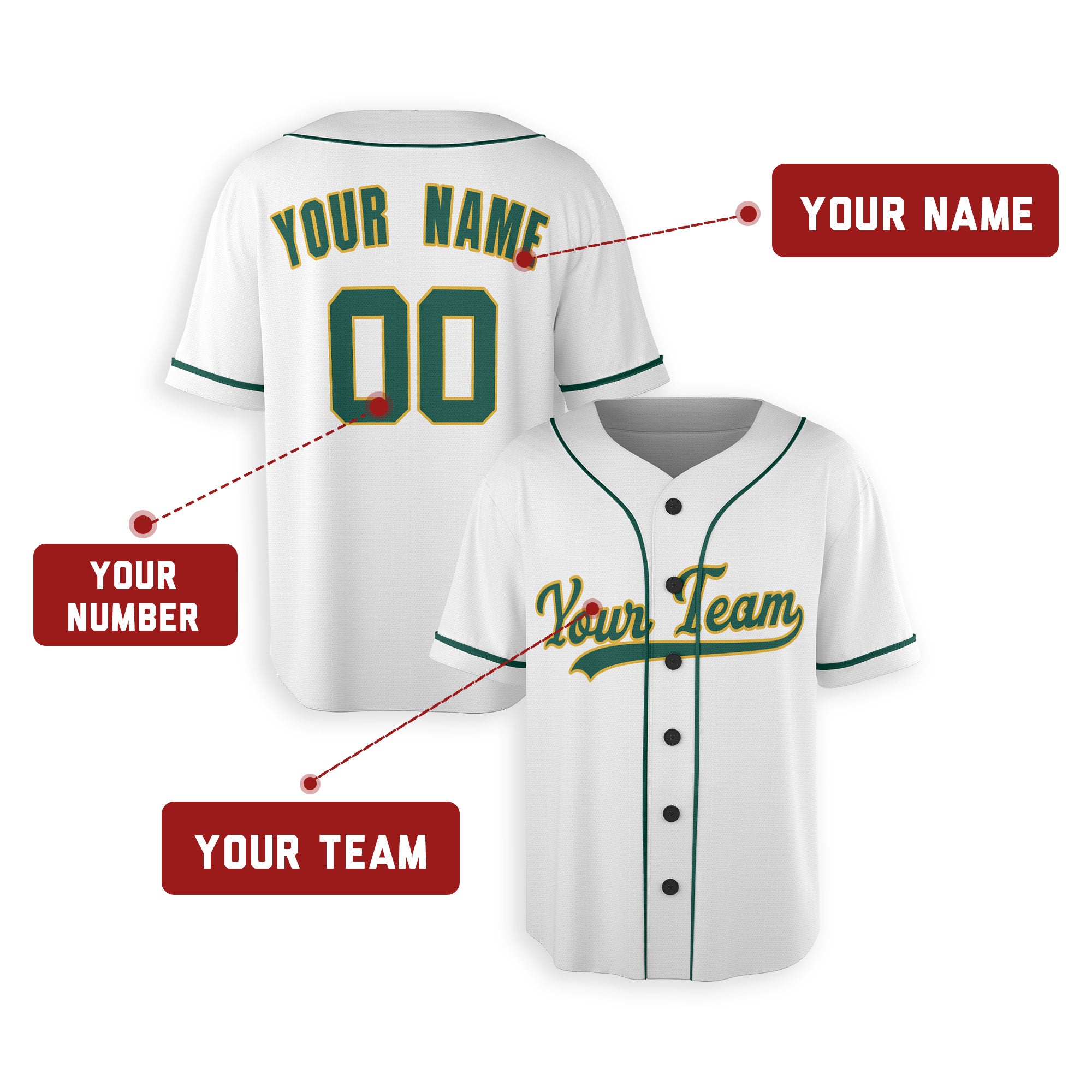 Personalized Oakland Fan White Baseball Jersey – Home Style Custom Name & Number