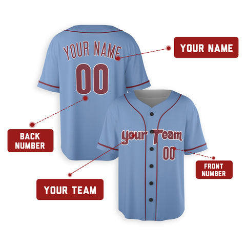 Personalized Philadelphia Fan Light Blue Baseball Jersey – Alternate Custom Name & Number