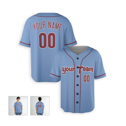 Personalized Philadelphia Fan Light Blue Baseball Jersey – Alternate Custom Name & Number