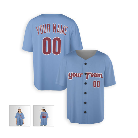 Personalized Philadelphia Fan Light Blue Baseball Jersey – Alternate Custom Name & Number