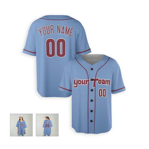 Personalized Philadelphia Fan Light Blue Baseball Jersey – Alternate Custom Name & Number