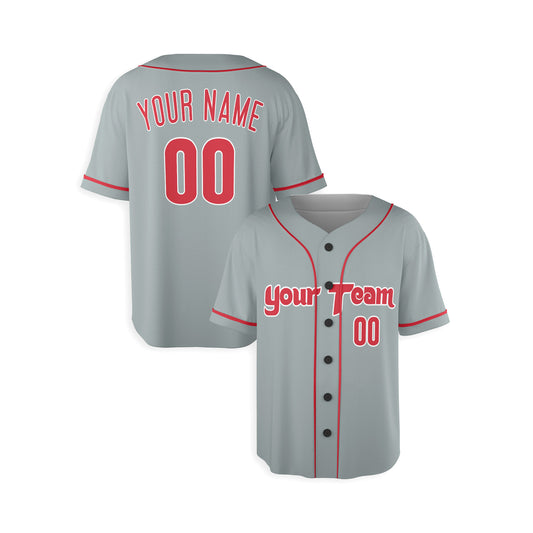 Personalized Philadelphia Fan Gray Baseball Jersey – Away Custom Name & Number