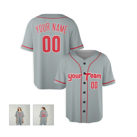 Personalized Philadelphia Fan Gray Baseball Jersey – Away Custom Name & Number