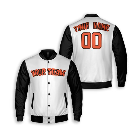 Personalized San Francisco Fan White Black Varsity Baseball Jacket – Alternate Style Custom Name & Number