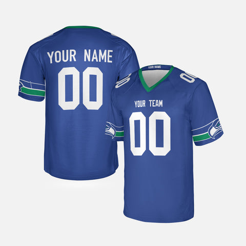 Personalized Seattle Fan Royal Football Jersey – Retro Style Custom Name & Number