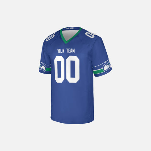 Personalized Seattle Fan Royal Football Jersey – Retro Style Custom Name & Number