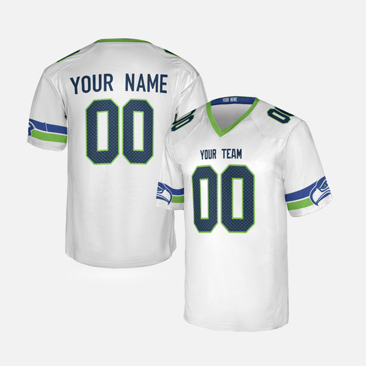 Personalized Seattle Fan White Football Jersey – Retro Style Custom Name & Number