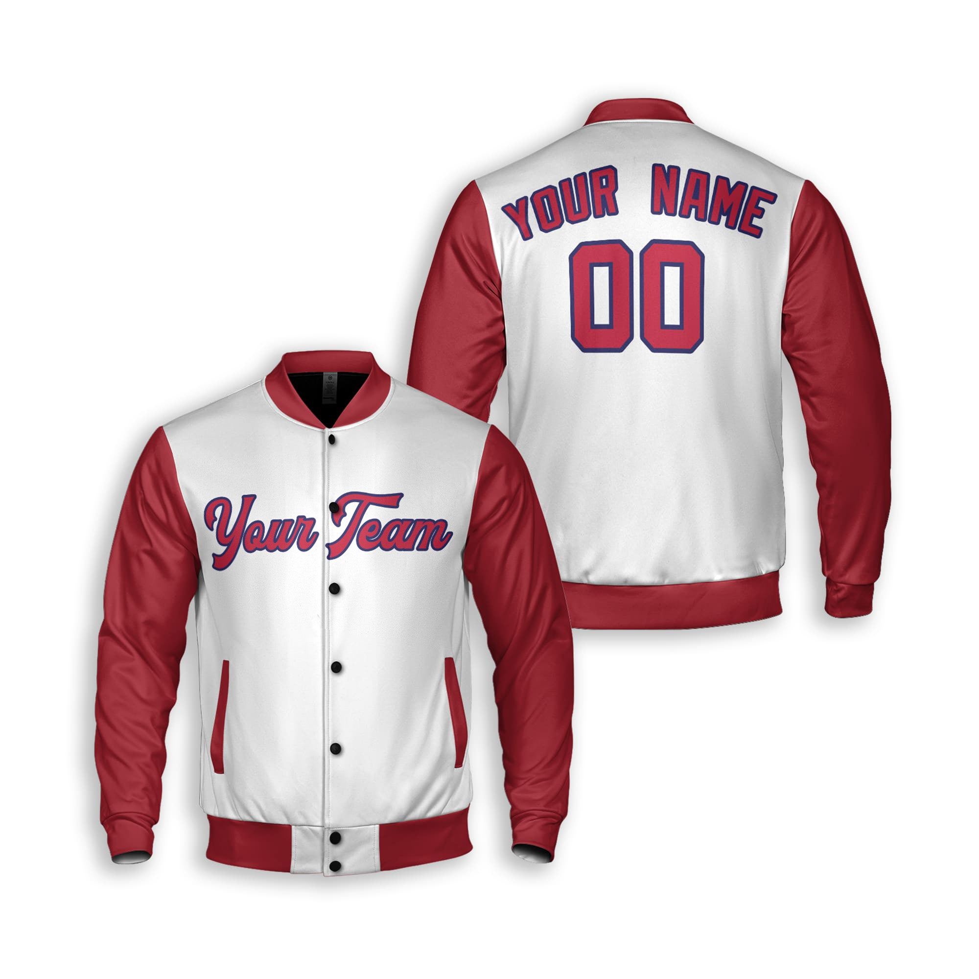 Personalized St. Louis Fan White Red Varsity Baseball Jacket – Alternate Style Custom Name & Number