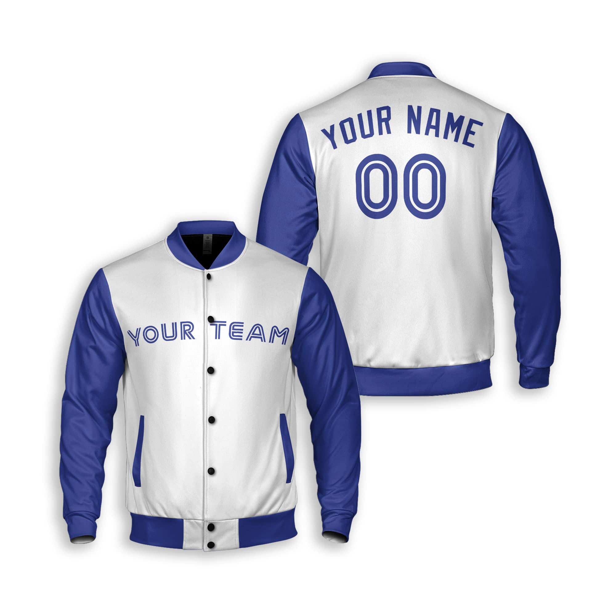 Personalized Toronto Fan White Royal Varsity Baseball Jacket – Alternate Style Custom Name & Number