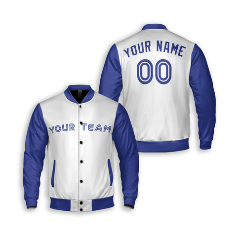 Personalized Toronto Fan White Royal Varsity Baseball Jacket – Alternate Style Custom Name & Number