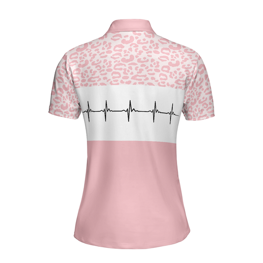 Personalized Women's Golf Shirt Polo - Pink Golfbeat Leopard Golf Short Sleeve