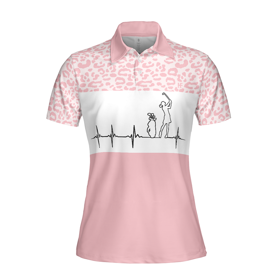 Personalized Women's Golf Shirt Polo - Pink Golfbeat Leopard Golf Short Sleeve