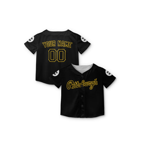 Personalized Pittsburgh Fan Black Baseball Jersey – Alternate Style Custom Name & Number