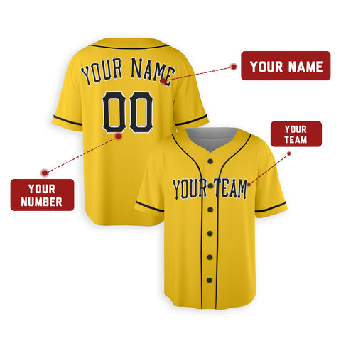 Personalized Pittsburgh Fan Gold Baseball Jersey – Home Style Custom Name & Number