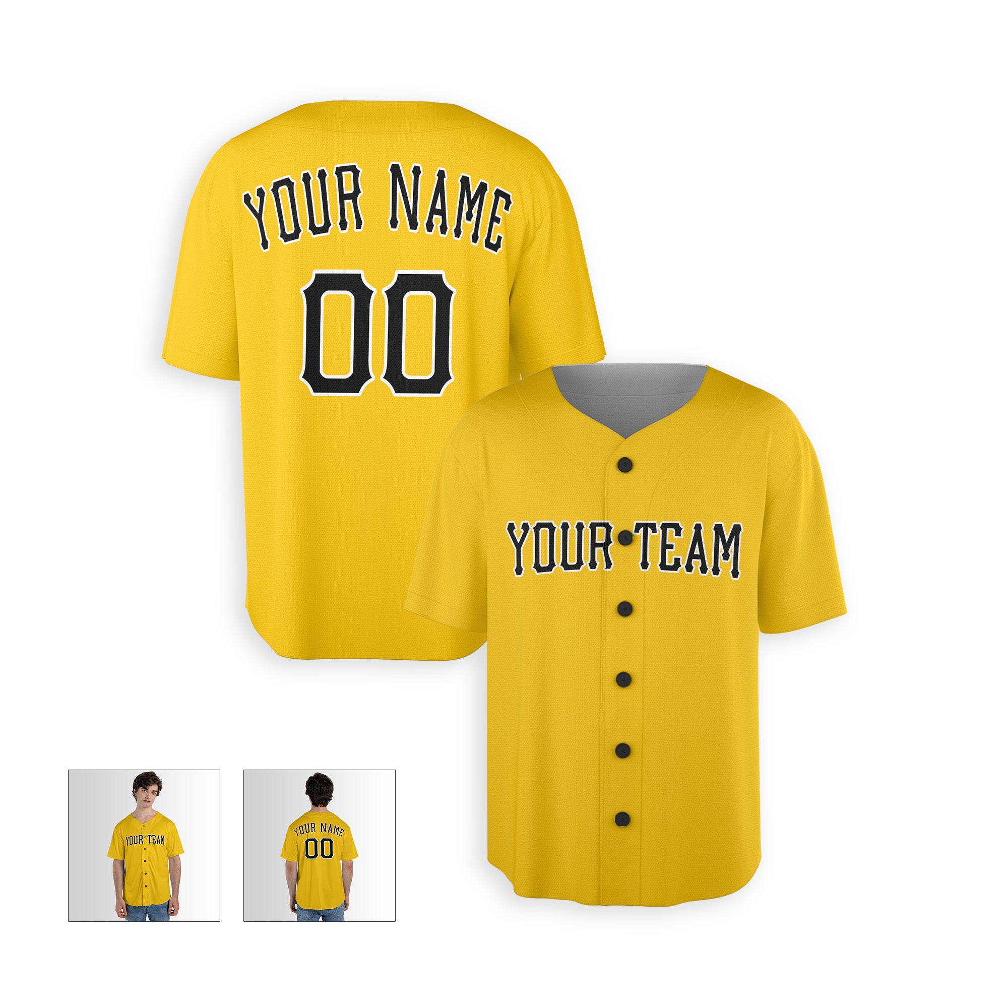 Personalized Pittsburgh Fan Gold Baseball Jersey – Home Style Custom Name & Number