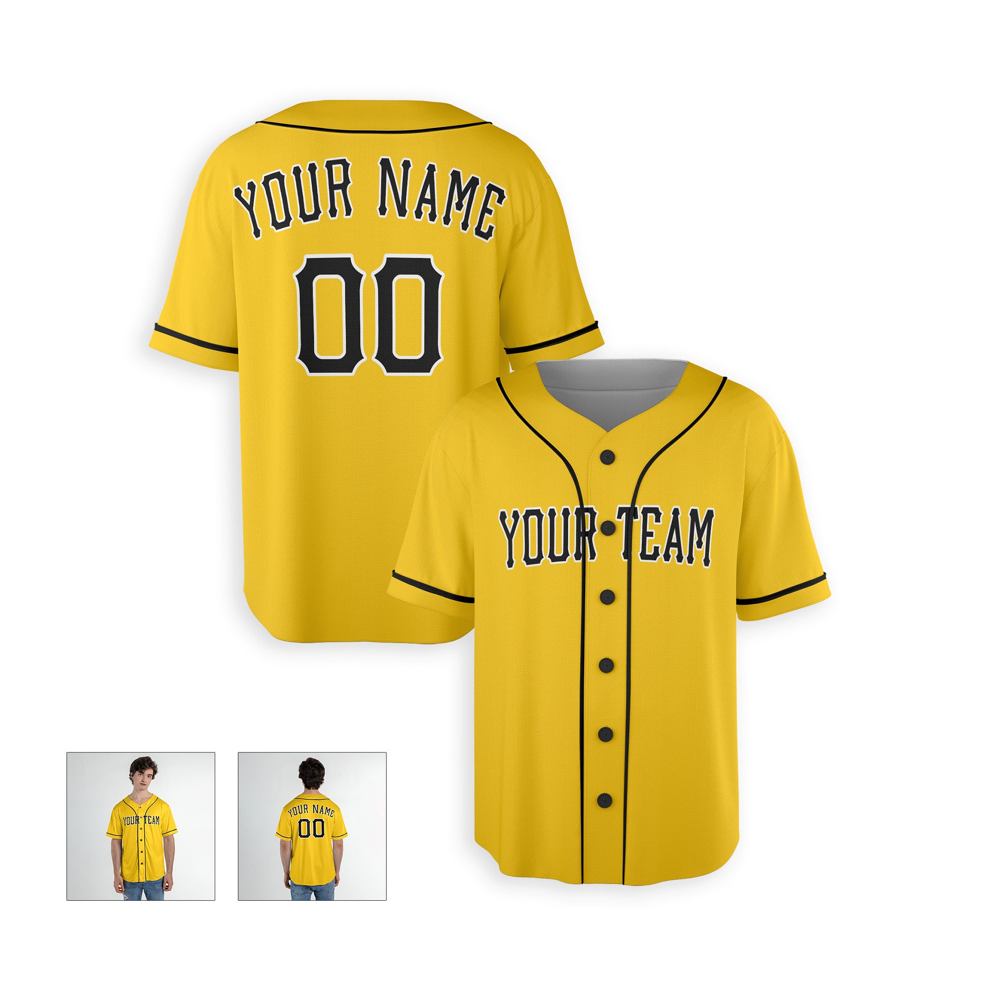 Personalized Pittsburgh Fan Gold Baseball Jersey – Home Style Custom Name & Number