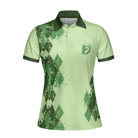 Personalized Women's Golf Shirt Polo - Queen Of The Green Golf Girl Short Sleeve Argyle Pattern
