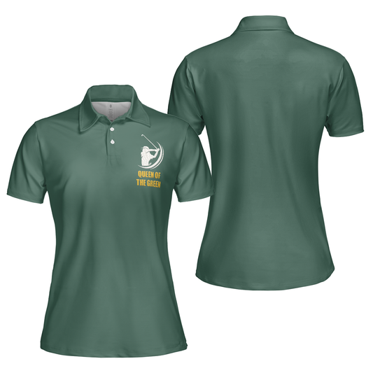Personalized Women's Golf Shirt Polo - Queen Of The Green Golf Short Sleeve