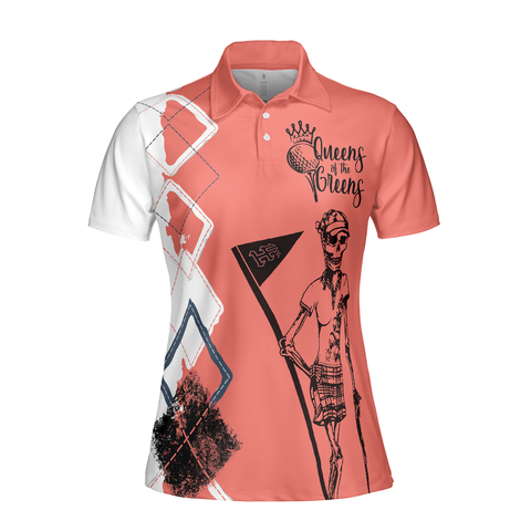 Personalized Women's Golf Shirt Polo - Queens Of The Greens Golf Female Golfer Short Sleeve