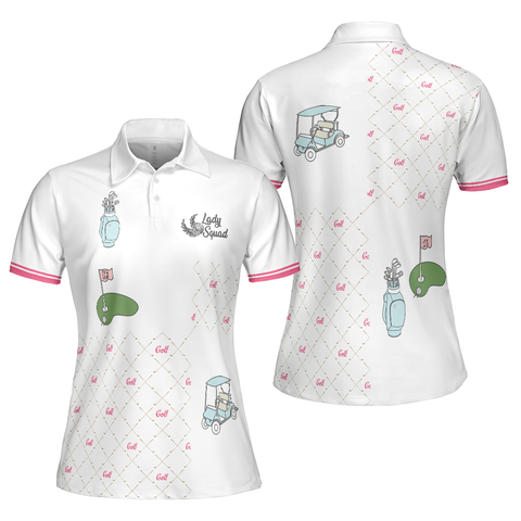 Personalized Women's Golf Shirt Polo - Ready For A Golf Day Short Sleeve White