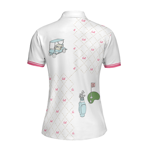 Personalized Women's Golf Shirt Polo - Ready For A Golf Day Short Sleeve White