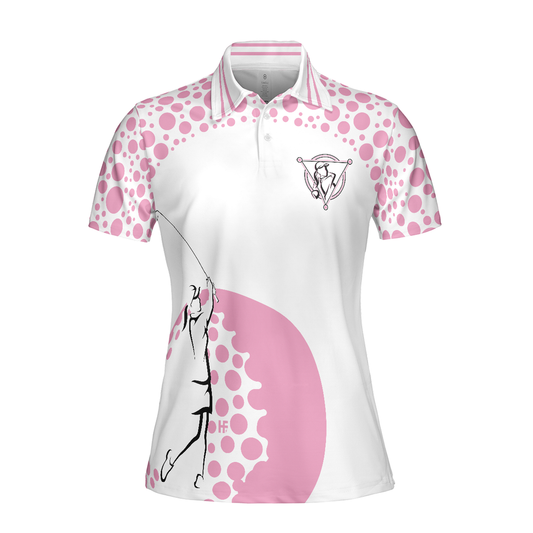 Personalized Women's Golf Shirt Polo - Real Grandmas Play Golf Short Sleeve White And Pink