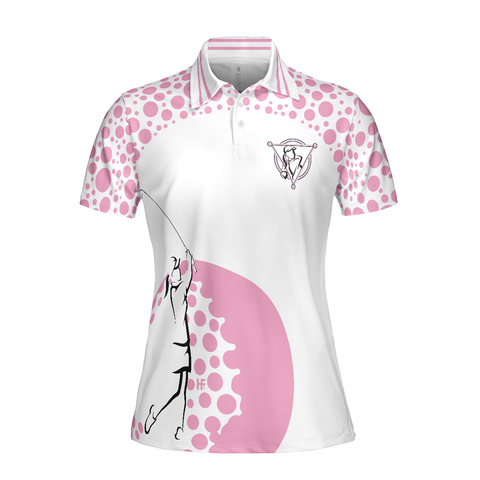 Personalized Women's Golf Shirt Polo - Real Grandmas Play Golf Short Sleeve White And Pink