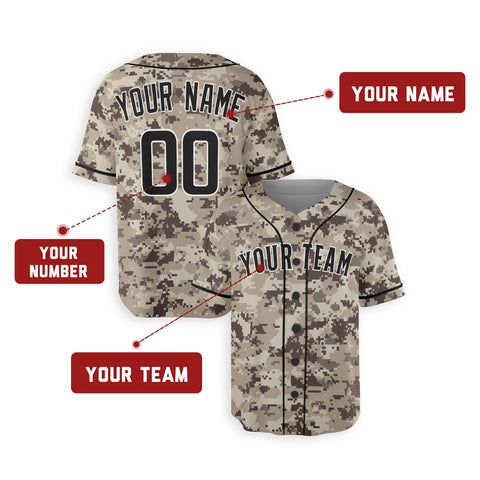 Personalized San Diego Fan Camo Baseball Jersey – USMC Alternate Style Custom Name & Number