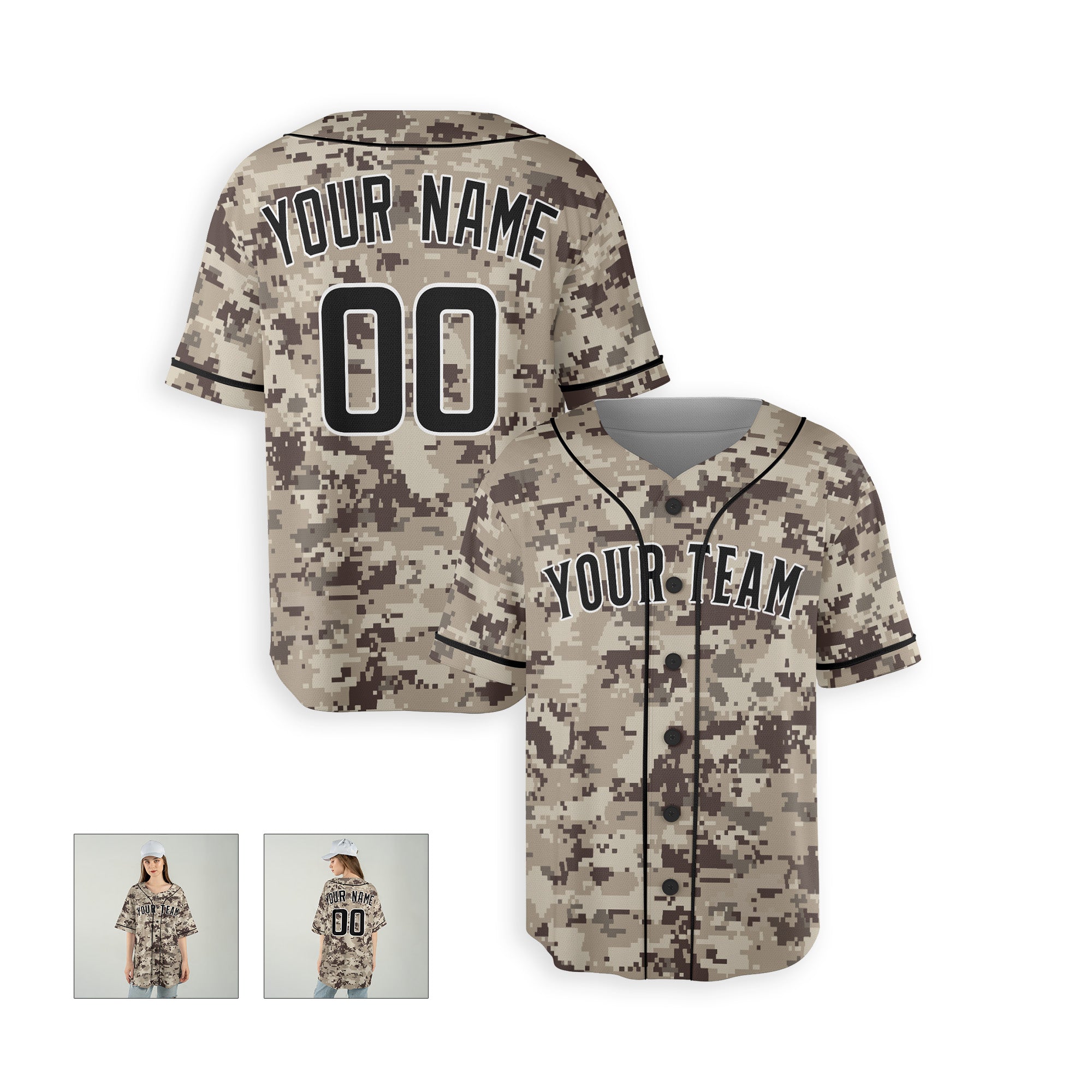 Personalized San Diego Fan Camo Baseball Jersey – USMC Alternate Style Custom Name & Number