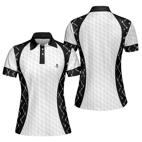 Personalized Women's Golf Shirt Polo - Swing Swear And Repeat With Skull Argyle Pattern Golf