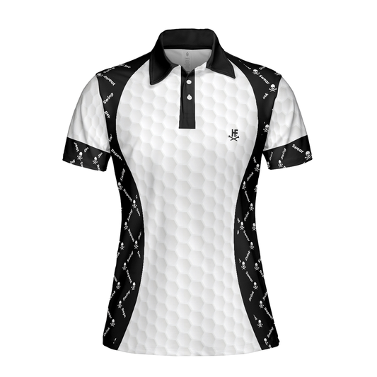 Personalized Women's Golf Shirt Polo - Swing Swear And Repeat With Skull Argyle Pattern Golf