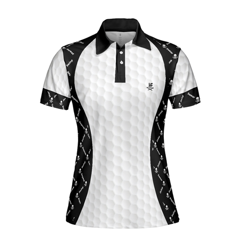 Personalized Women's Golf Shirt Polo - Swing Swear And Repeat With Skull Argyle Pattern Golf