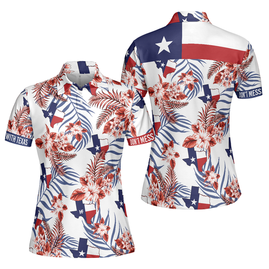 Personalized Women's Golf Shirt Polo - Texas Proud Golf National Pride Short Sleeve