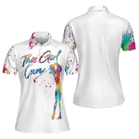 Personalized Women's Golf Shirt Polo - This Girl Can Golf Short Sleeve