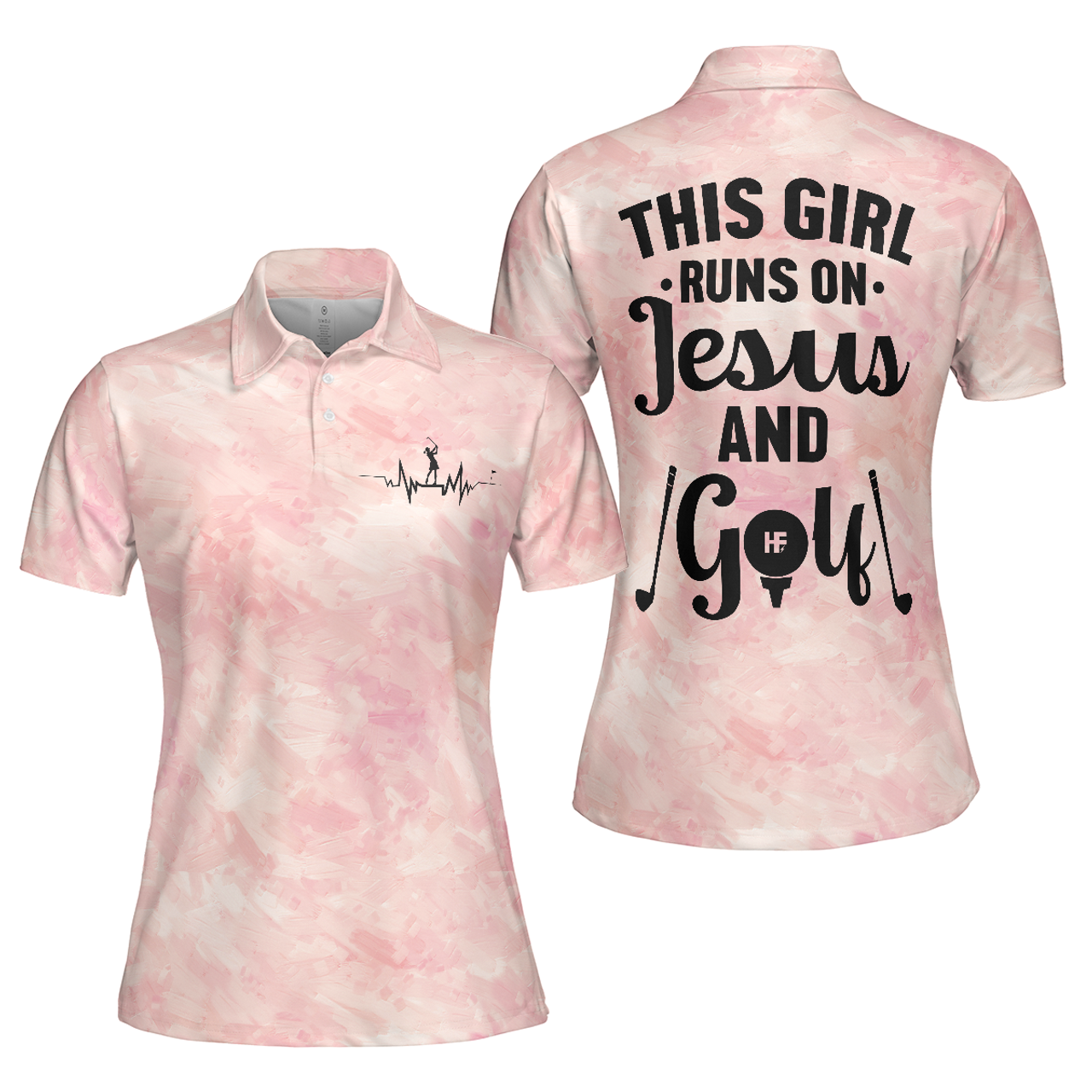 Personalized Women's Golf Shirt Polo - This Girl Runs On Jesus And Golf Short Sleeve